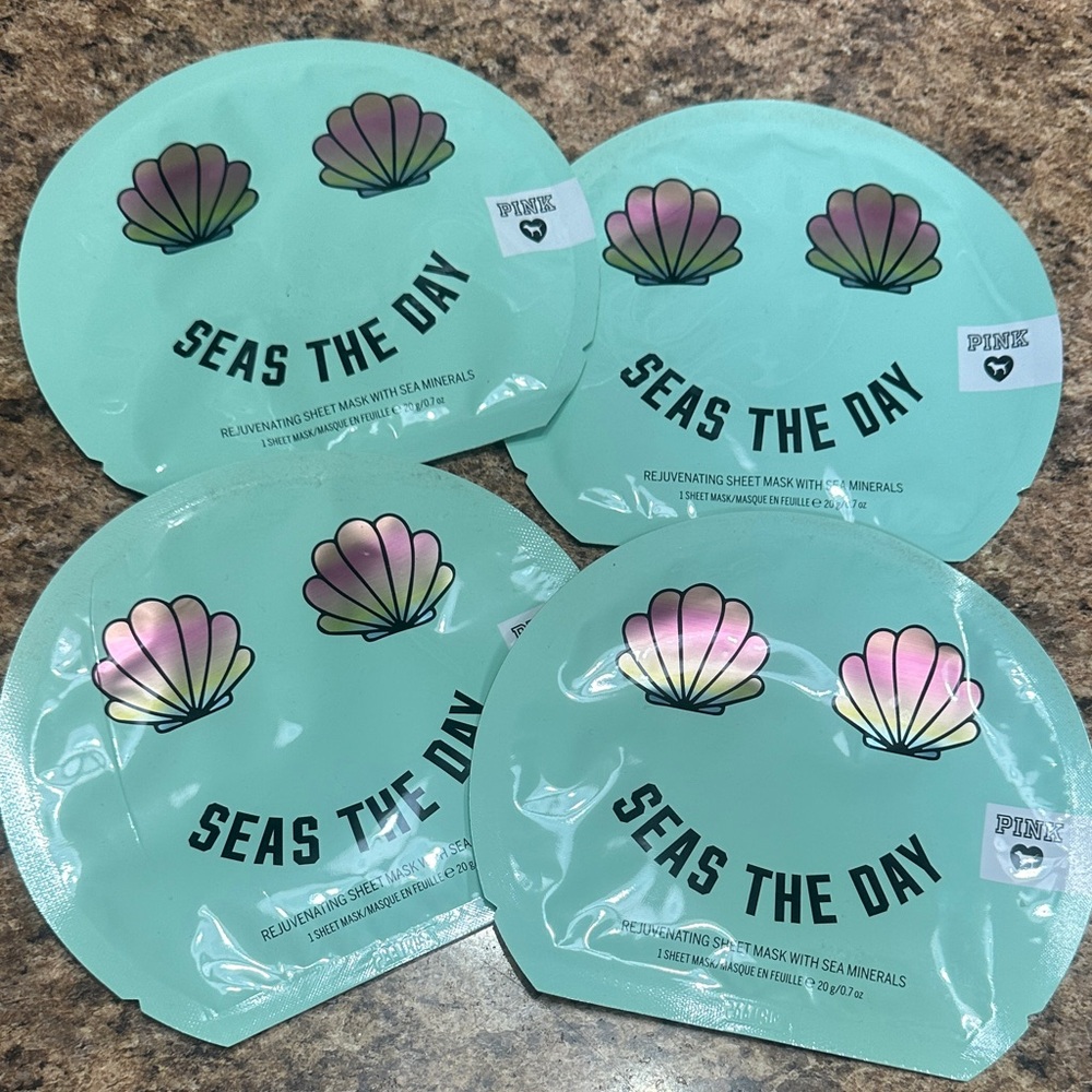 NEW PINK Victoria Secret Seas The Day Rejuvenating Sheet Masks Lot of 4